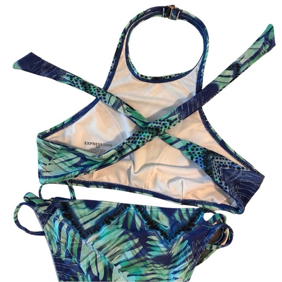 Express High Neck Halter Bikini Top with Three Strap Cut-Out Bottom - Picture 12 of 12